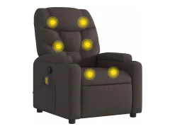 Best Poltrona de massagens reclinável tecido castanho-escuro Poltrona