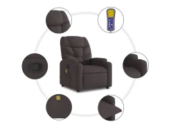 Best Poltrona de massagens reclinável tecido castanho-escuro Poltrona