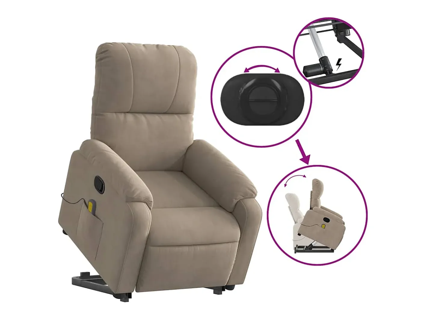 Poltrona de massagens reclinável microfibra cinza-acastanhado^vidaxl New
