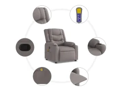 New Poltrona de massagens reclinável tecido cinzento-acastanhado SHL463547 Poltrona