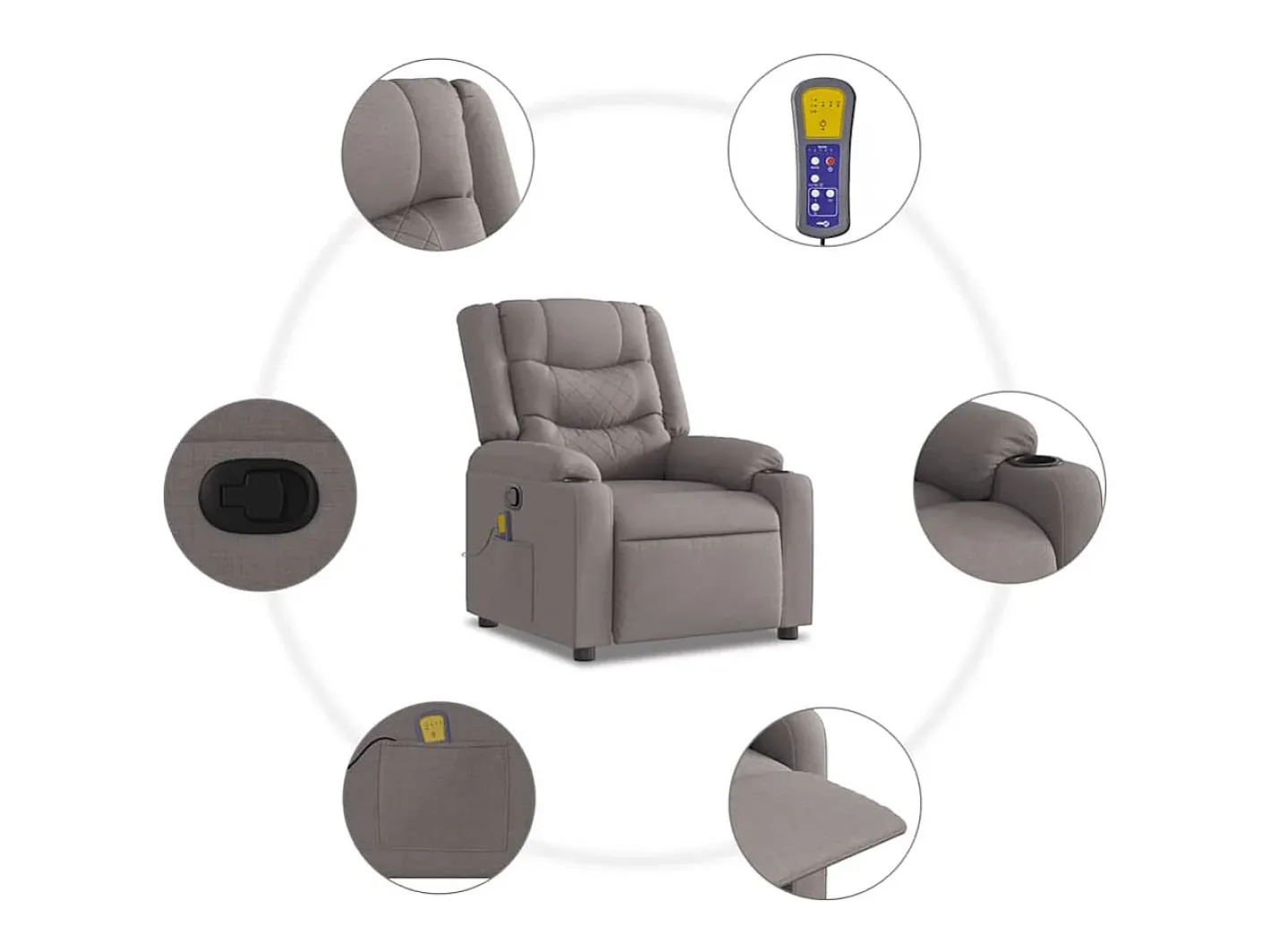 New Poltrona de massagens reclinável tecido cinzento-acastanhado SHL463547 Poltrona