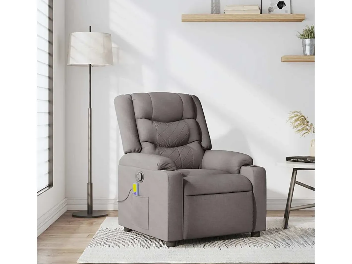 New Poltrona de massagens reclinável tecido cinzento-acastanhado SHL463547 Poltrona