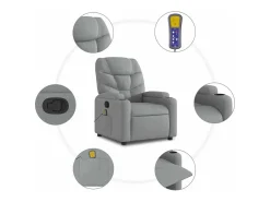 vidaxl Poltrona*Poltrona de massagens reclinável tecido cinzento-claro Cinzento claro