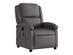 vidaxl Poltrona*Poltrona de massagens reclinável couro genuíno Cinzento