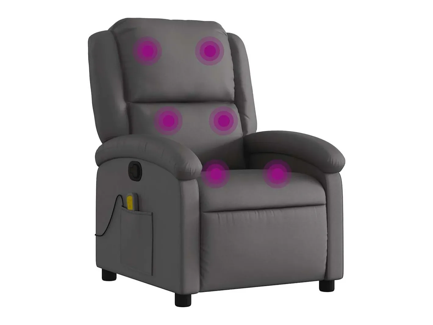 vidaxl Poltrona*Poltrona de massagens reclinável couro genuíno Cinzento