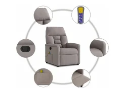 Poltrona de massagens reclinável tecido cinzento-acastanhado SHL883352^