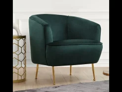 Concept-Usine Poltrona*Poltrona de veludo verde DAVIS - Pés dourados - Confortável e elegante Verde pinho