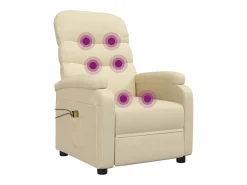 vidaxl Poltrona*Poltrona elevatória de massagens elétrica tecido Creme