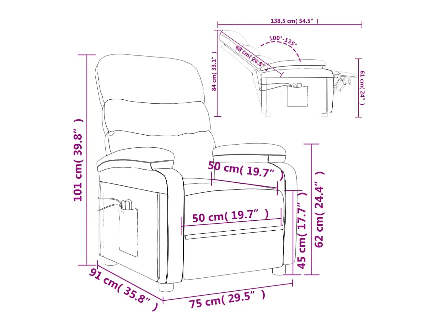 vidaxl Poltrona*Poltrona elevatória de massagens elétrica tecido Creme