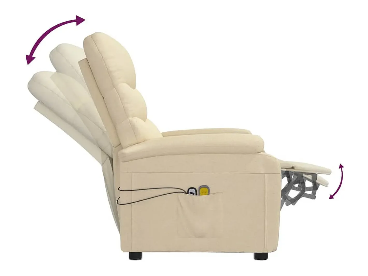 vidaxl Poltrona*Poltrona elevatória de massagens elétrica tecido Creme