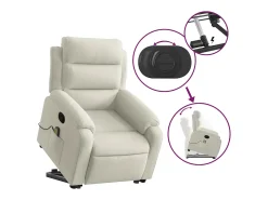 vidaxl Poltrona*Poltrona elevatória de massagens veludo cor Creme