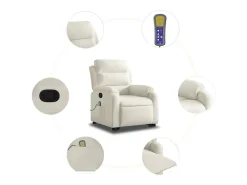 vidaxl Poltrona*Poltrona elevatória de massagens veludo cor Creme