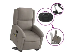 Poltrona elevatória de massagens tecido cinzento-acastanhado SHL424067* Outlet