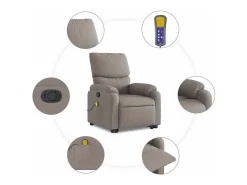Poltrona elevatória de massagens tecido cinzento-acastanhado SHL111412^ New