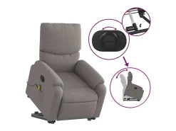 Poltrona elevatória de massagens tecido cinzento-acastanhado SHL111412^ New