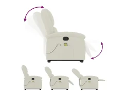 vidaxl Poltrona*Poltrona elevatória de massagens veludo cor Creme