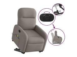 vidaxl Poltrona*Poltrona elevatória de massagens tecido cinzento-acastanhado Taupe