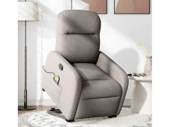 vidaxl Poltrona*Poltrona elevatória de massagens tecido cinzento-acastanhado Taupe
