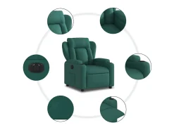 vidaxl Poltrona*Poltrona elétrica reclinável tecido -escuro Verde