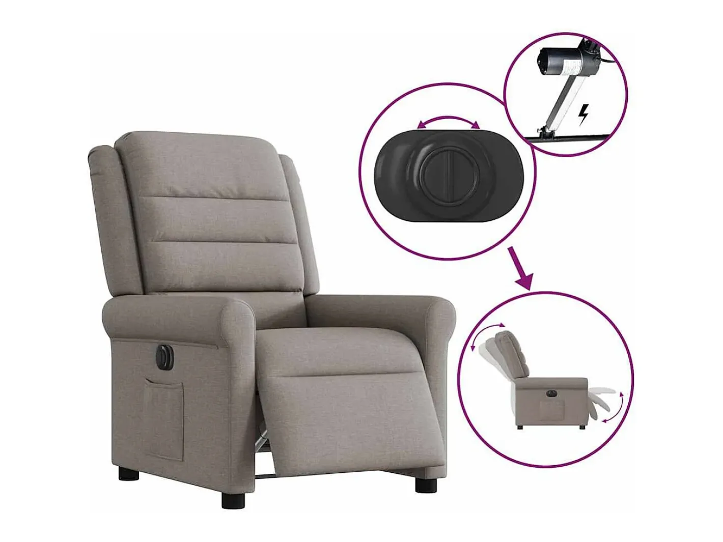 Poltrona elétrica reclinável tecido cinzento-acastanhado SHL965458* Discount