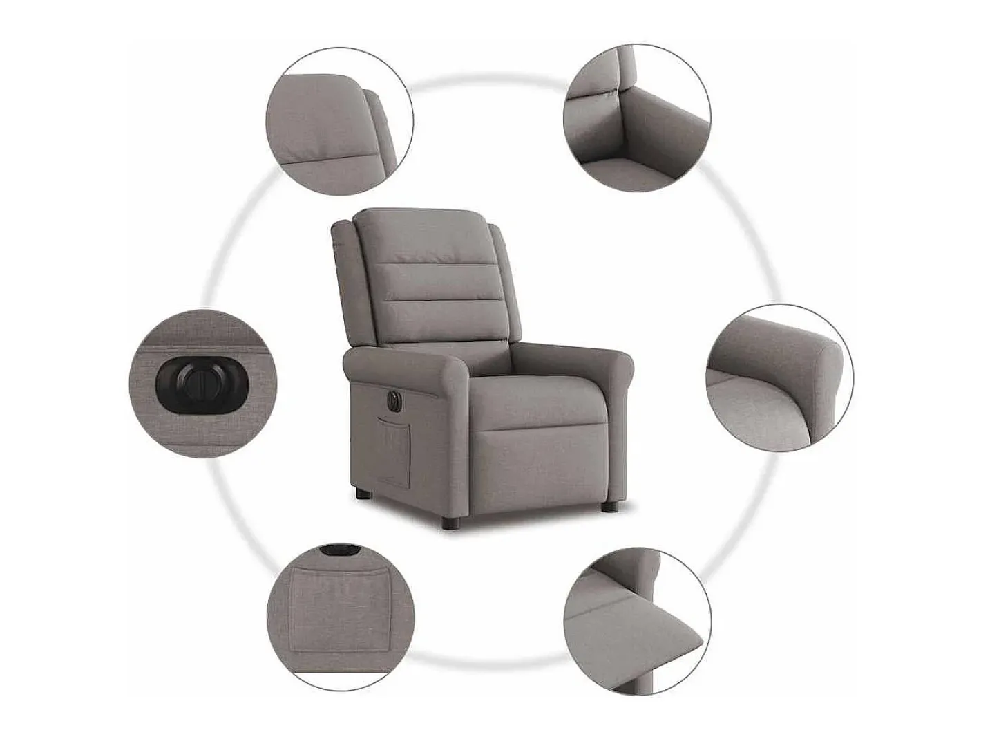 Poltrona elétrica reclinável tecido cinzento-acastanhado SHL965458* Discount
