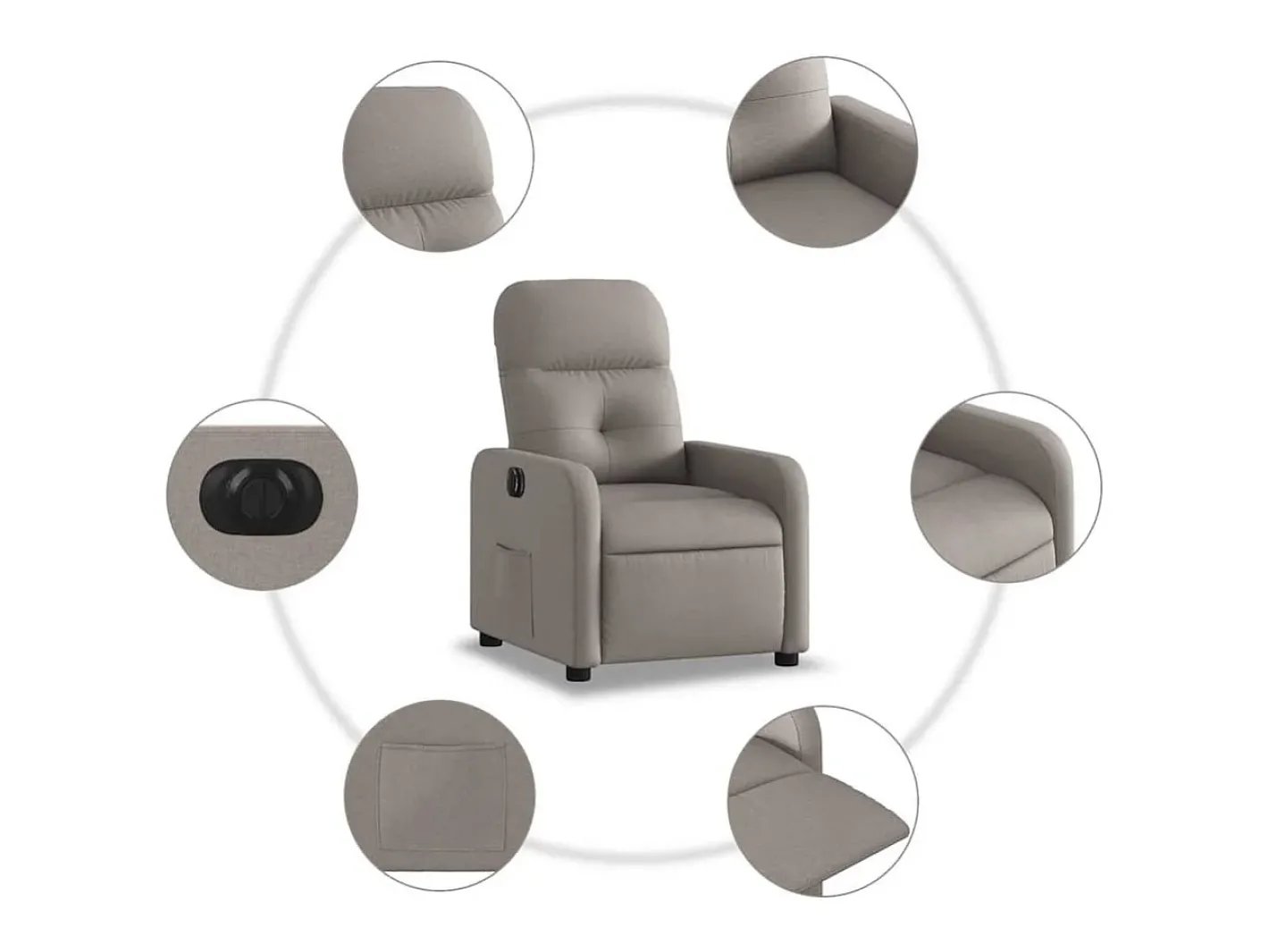 Poltrona elétrica reclinável tecido cinzento-acastanhado SHL849398^ Discount