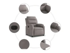 Poltrona elétrica reclinável tecido cinzento-acastanhado^vidaxl Discount