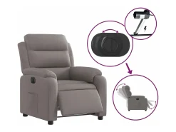 Poltrona elétrica reclinável tecido cinzento-acastanhado^vidaxl Discount