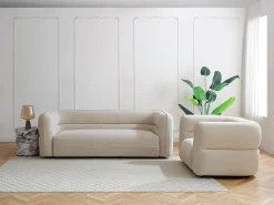 Vente-unique Poltrona*Poltrona em tecido chenille produto eco-responsável TALIENA Bege