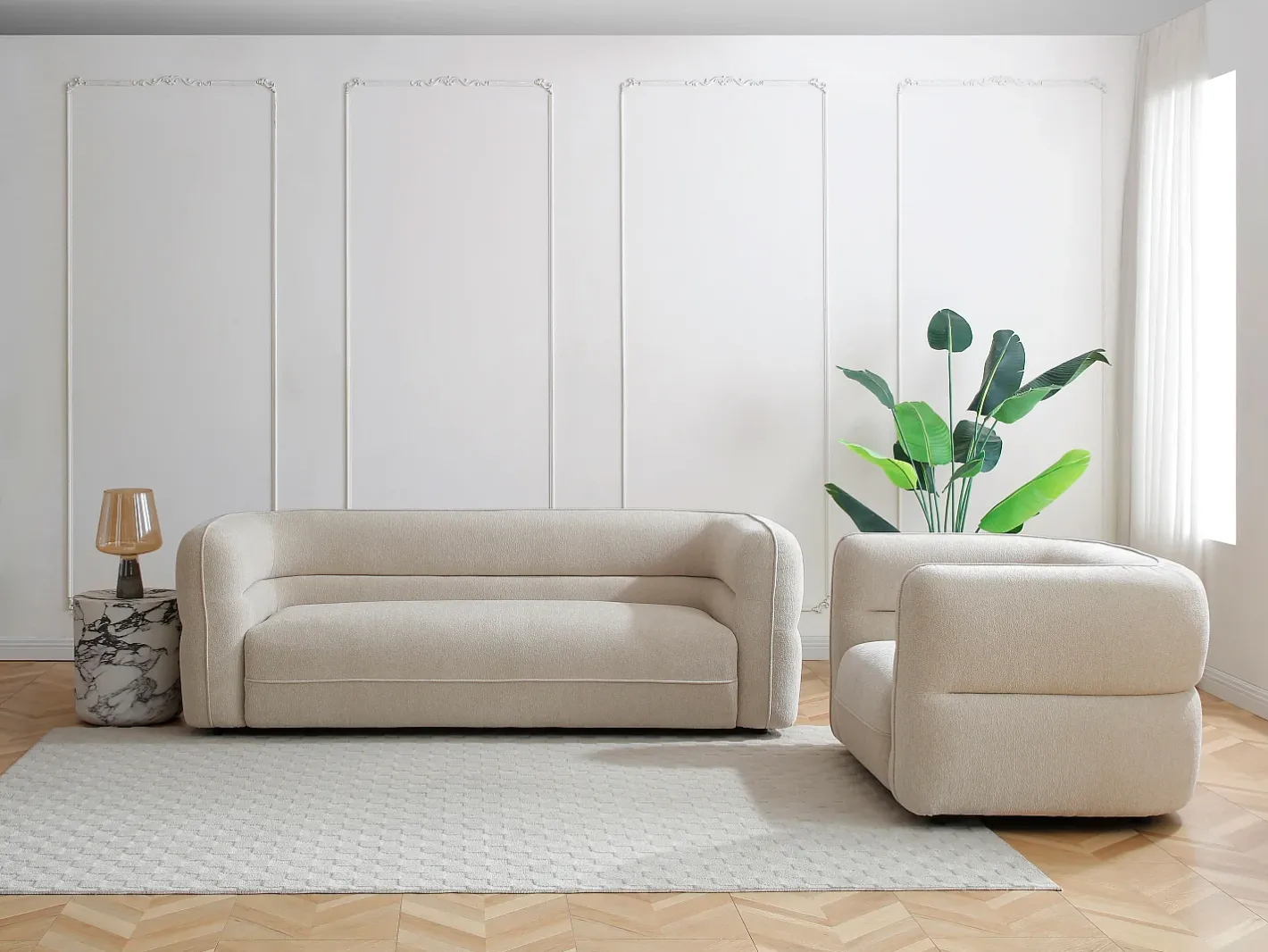Vente-unique Poltrona*Poltrona em tecido chenille produto eco-responsável TALIENA Bege