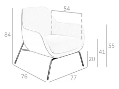 Angel Cerda Poltrona*Poltrona em tecido creme e couro ecológico castanho 5099 Branco