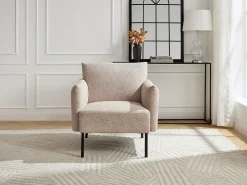 Vente-unique Poltrona*Poltrona em tecido texturizado de cor GERALDIA Bege