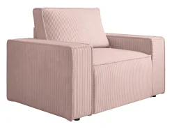 Poltrona em veludo canelado cor-de-rosa pó de estilo design AMELIA*Vente-unique Discount