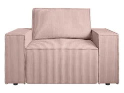 Poltrona em veludo canelado cor-de-rosa pó de estilo design AMELIA*Vente-unique Discount