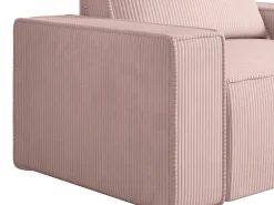 Poltrona em veludo canelado cor-de-rosa pó de estilo design AMELIA*Vente-unique Discount