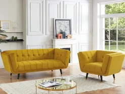 Vente-unique Poltrona*Poltrona em veludo ocre - SAMANTHA II Amarelo