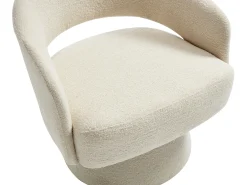 Vente-unique Poltrona*Poltrona giratória arredondada em tecido chenille FEDOTE Bege