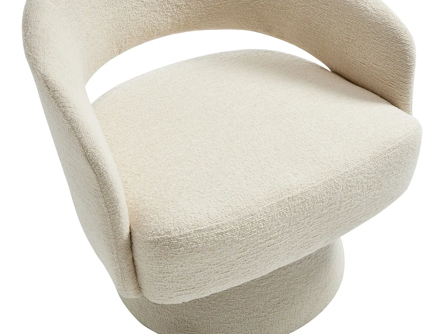 Vente-unique Poltrona*Poltrona giratória arredondada em tecido chenille FEDOTE Bege