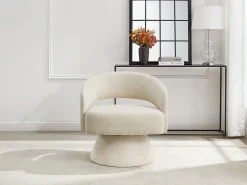 Vente-unique Poltrona*Poltrona giratória arredondada em tecido chenille FEDOTE Bege