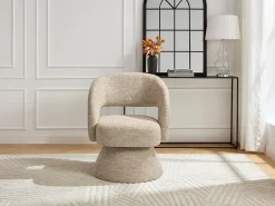 Maison Céphy Poltrona*Poltrona giratória em tecido texturizado cor NAROLIA Bege