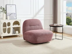 Vente-unique Poltrona*Poltrona giratória em tecido texturizado cor vermelha POZETI Rosa