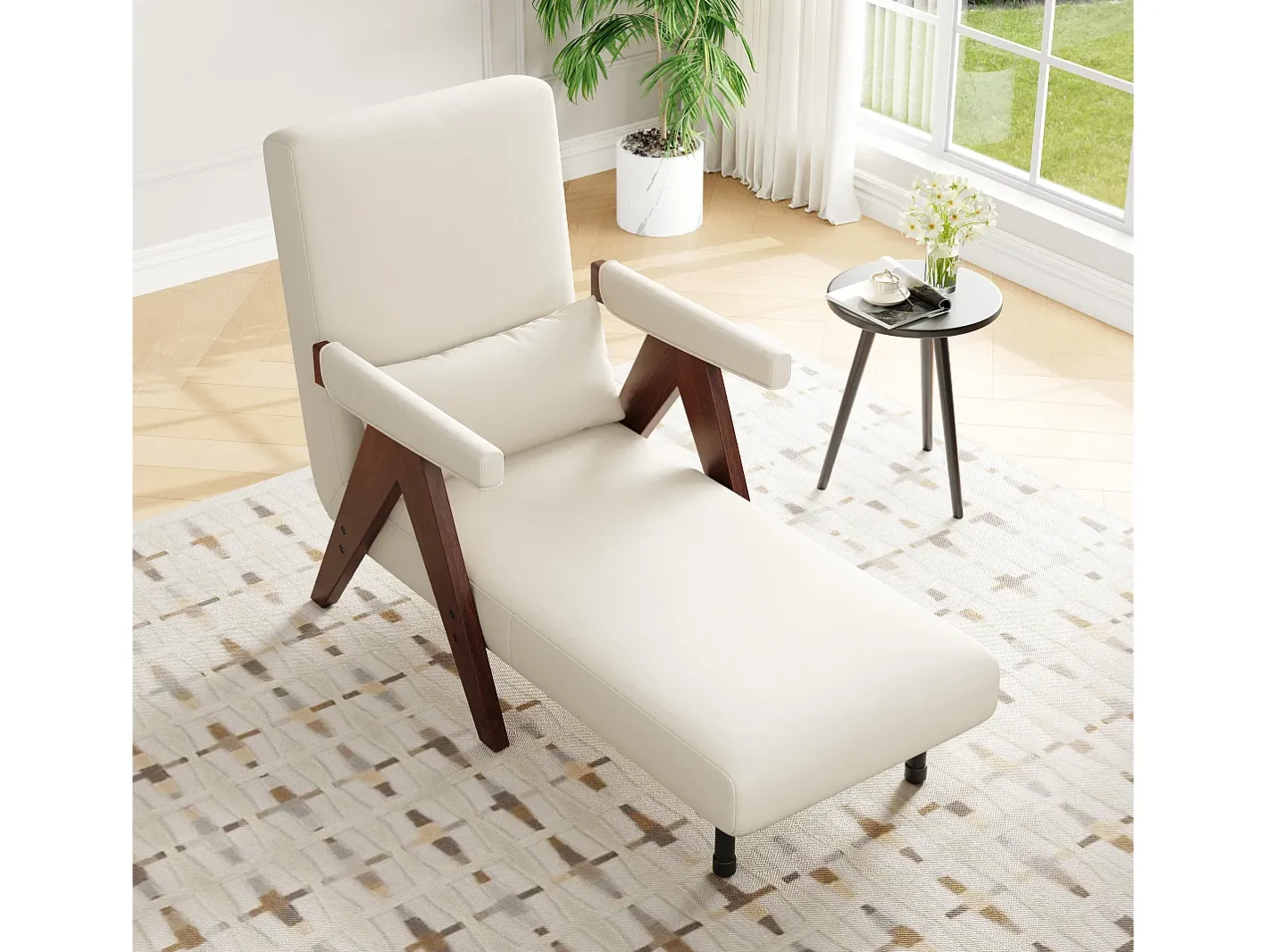 Poltrona individual 64x68,5x93 cm - conversível 3 em 1 - estofada - linho - bege + marrom^ModernLuxe Sale
