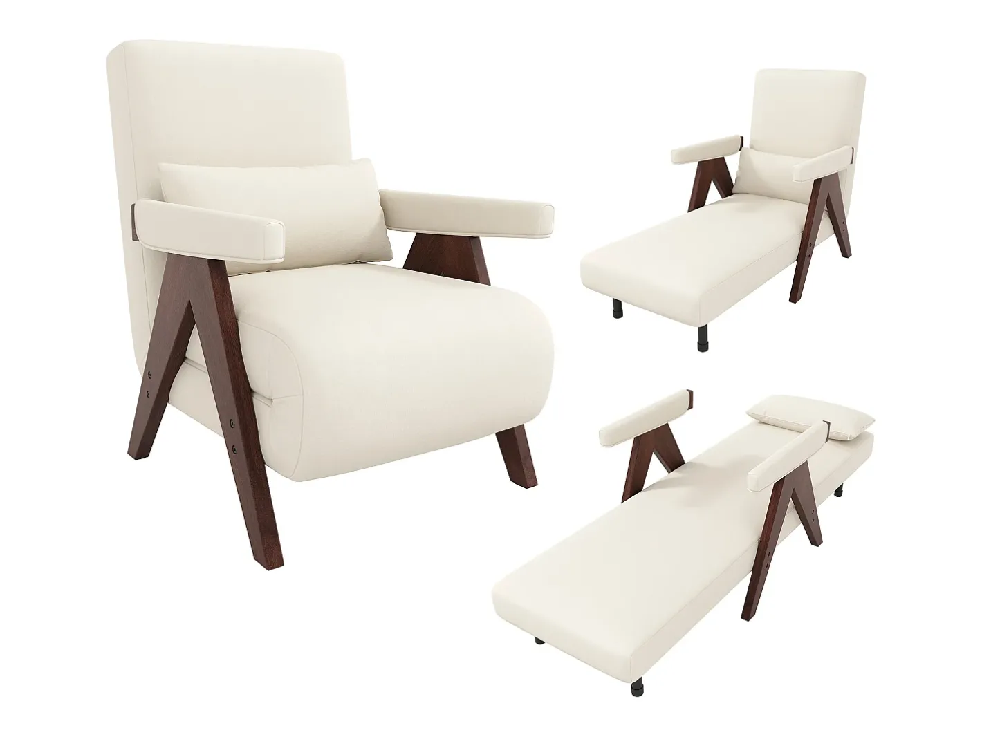 Poltrona individual 64x68,5x93 cm - conversível 3 em 1 - estofada - linho - bege + marrom^ModernLuxe Sale