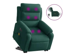 vidaxl Poltrona*Poltrona massagens elevatória elétrica veludo -escuro Verde