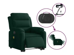 vidaxl Poltrona*Poltrona massagens elevatória elétrica veludo -escuro Verde