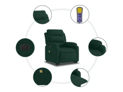 vidaxl Poltrona*Poltrona massagens elevatória elétrica veludo -escuro Verde
