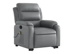 vidaxl Poltrona*Poltrona massagens reclinável elevatória couro artif. Cinzento