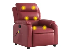 vidaxl Poltrona*Poltrona massagens reclinável couro artificial tinto Vermelho
