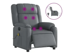 vidaxl Poltrona*Poltrona massagens reclinável elétrica couro artif. Cinzento