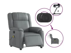 vidaxl Poltrona*Poltrona massagens reclinável elétrica couro artif. Cinzento